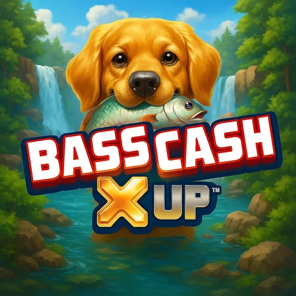Bass Cash X UP slot logo by Alchemy Gaming at Tikitaka Casino